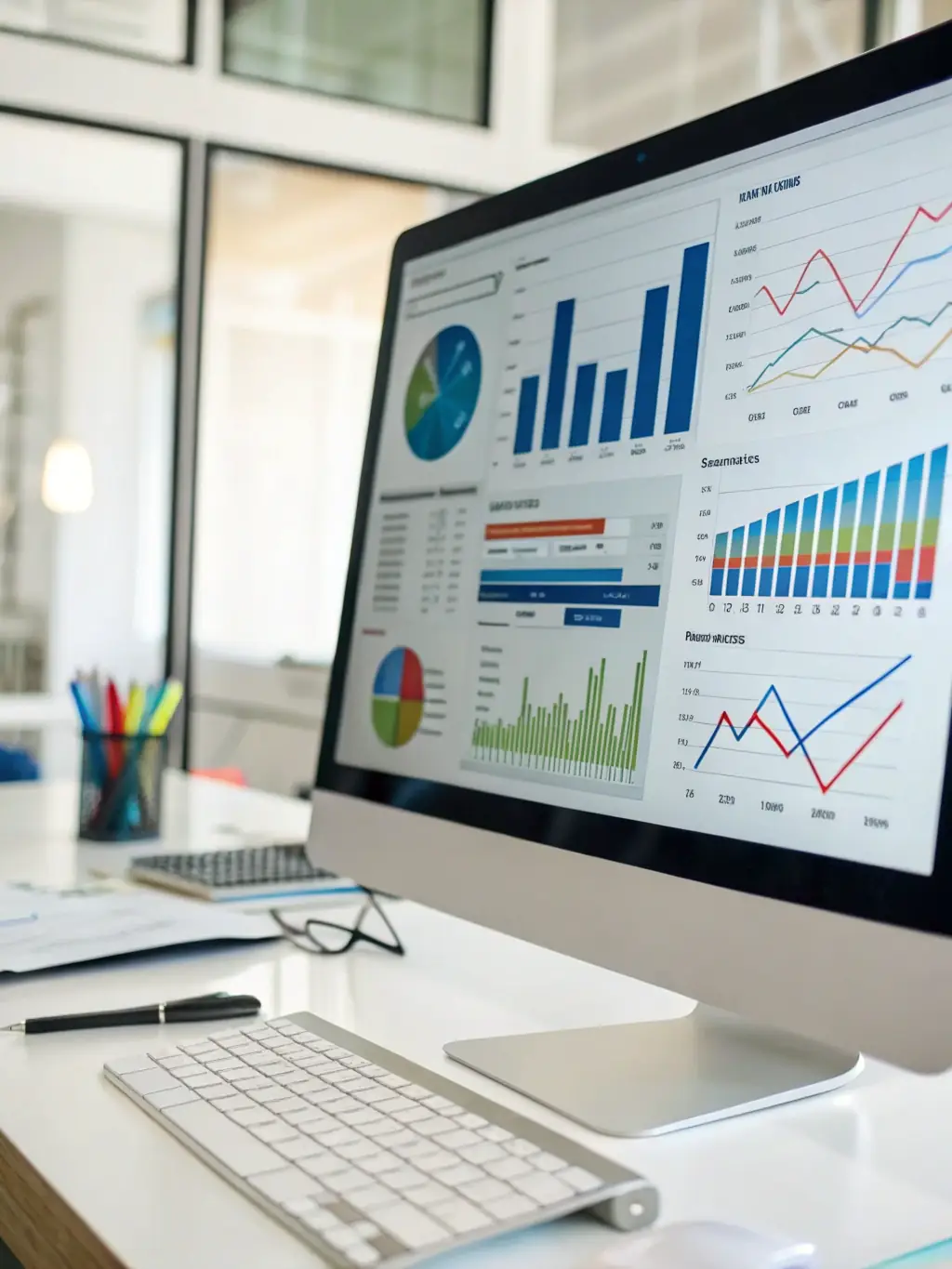 A visually appealing dashboard displaying demand forecasting graphs and inventory analytics, showcasing Compass Solutions' Inventory and Demand Forecasting service.