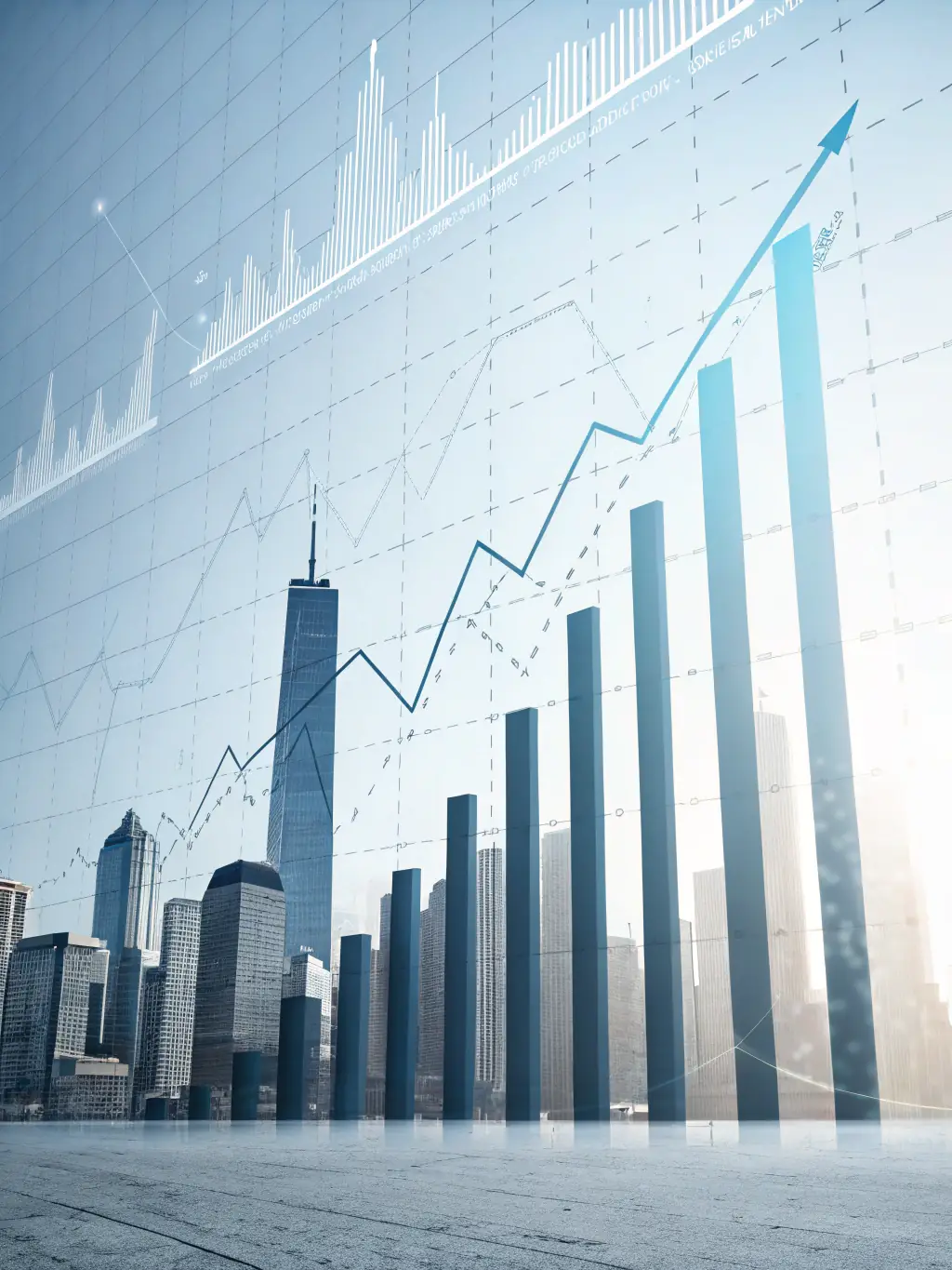 A detailed illustration of an AI model predicting future sales trends based on historical data, visualized as a line graph with upward trends.