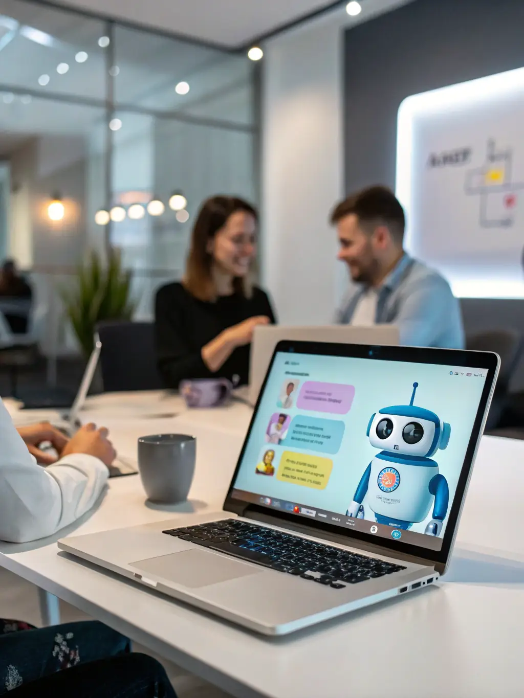 A screenshot of an AI-powered chatbot interacting with a customer on an e-commerce website, answering questions and resolving issues.